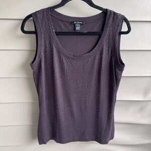 St. John Evening Black  Sleeveless Tank with sequins Sz Small